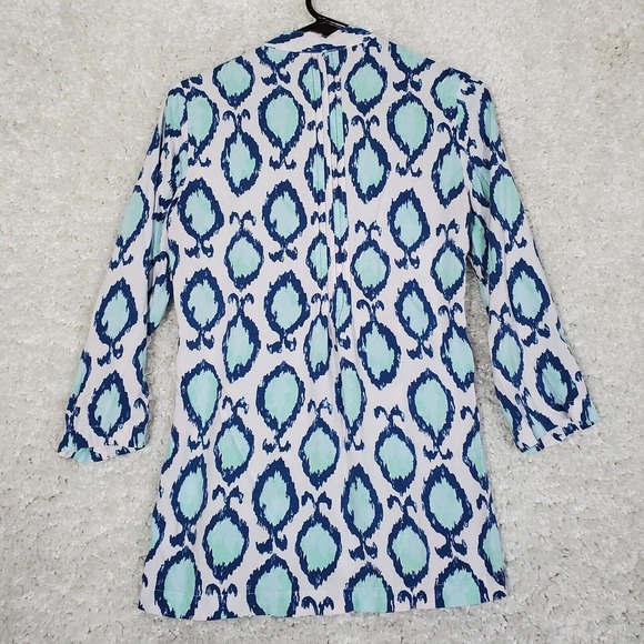 Lilly Pulitzer Sarasota‎ Tunic Top Women XS Blue Ikat Print Resort Beach Boho - Picture 8 of 12